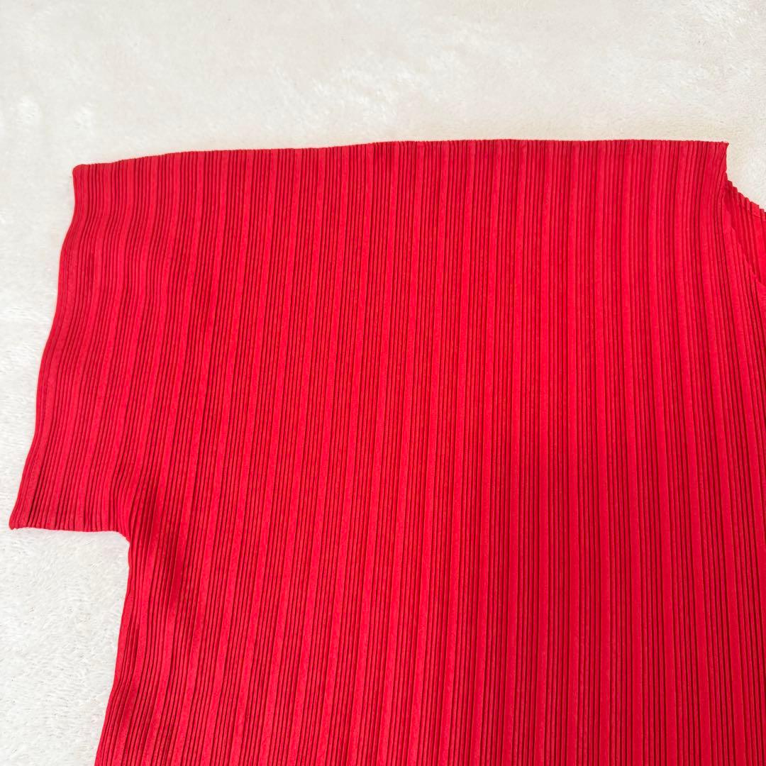 極美品✨PLEATS PLEASE プリーツ　赤色　トップス　オーバーサイズ