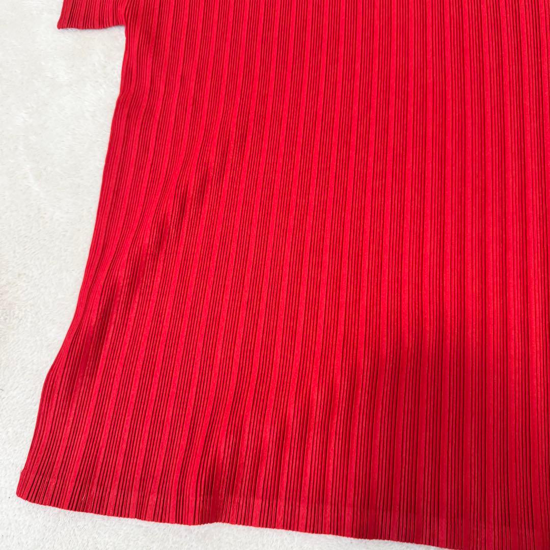 極美品✨PLEATS PLEASE プリーツ　赤色　トップス　オーバーサイズ