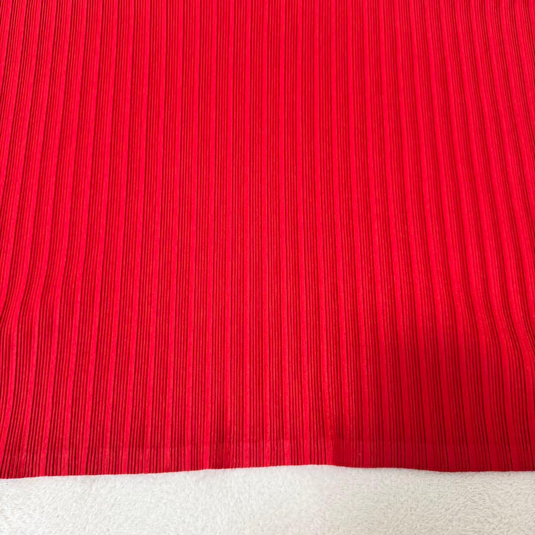極美品✨PLEATS PLEASE プリーツ　赤色　トップス　オーバーサイズ