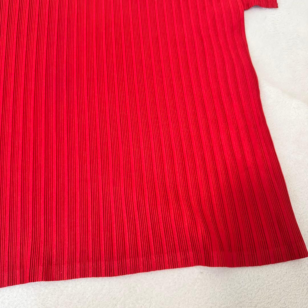 極美品✨PLEATS PLEASE プリーツ　赤色　トップス　オーバーサイズ
