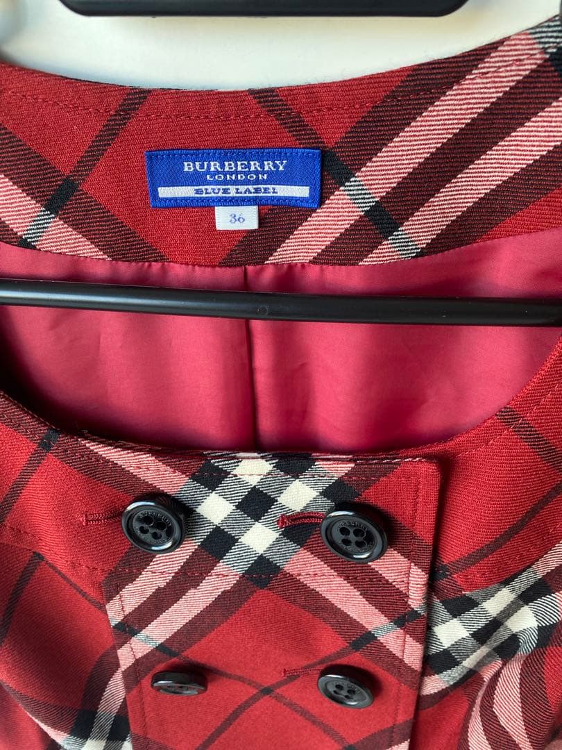 美品 BURBERRY BLUE LABEL ノバチェック ワンピース 赤 36