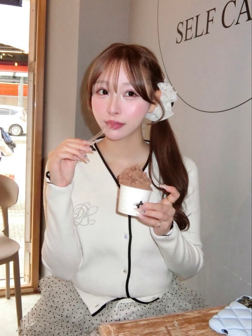 新品・未開封♡Darich♡ バイカラーシグネチャーDRニットカーディガンWHT