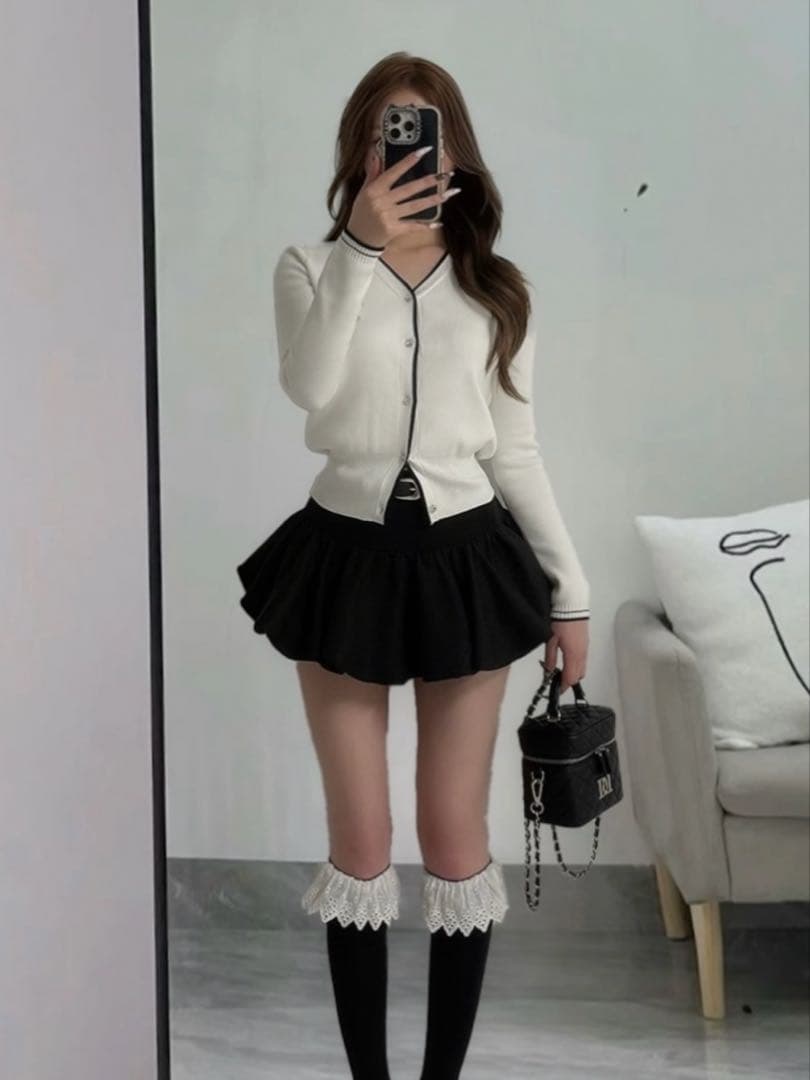 新品・未開封♡Darich♡ バイカラーシグネチャーDRニットカーディガンWHT
