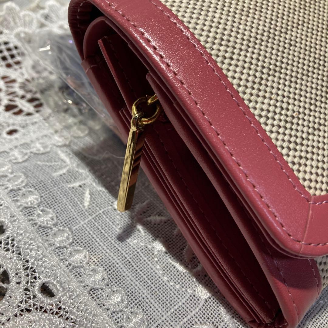 二つ折り財布 ベージュ ピンク Kロゴ★未使用品