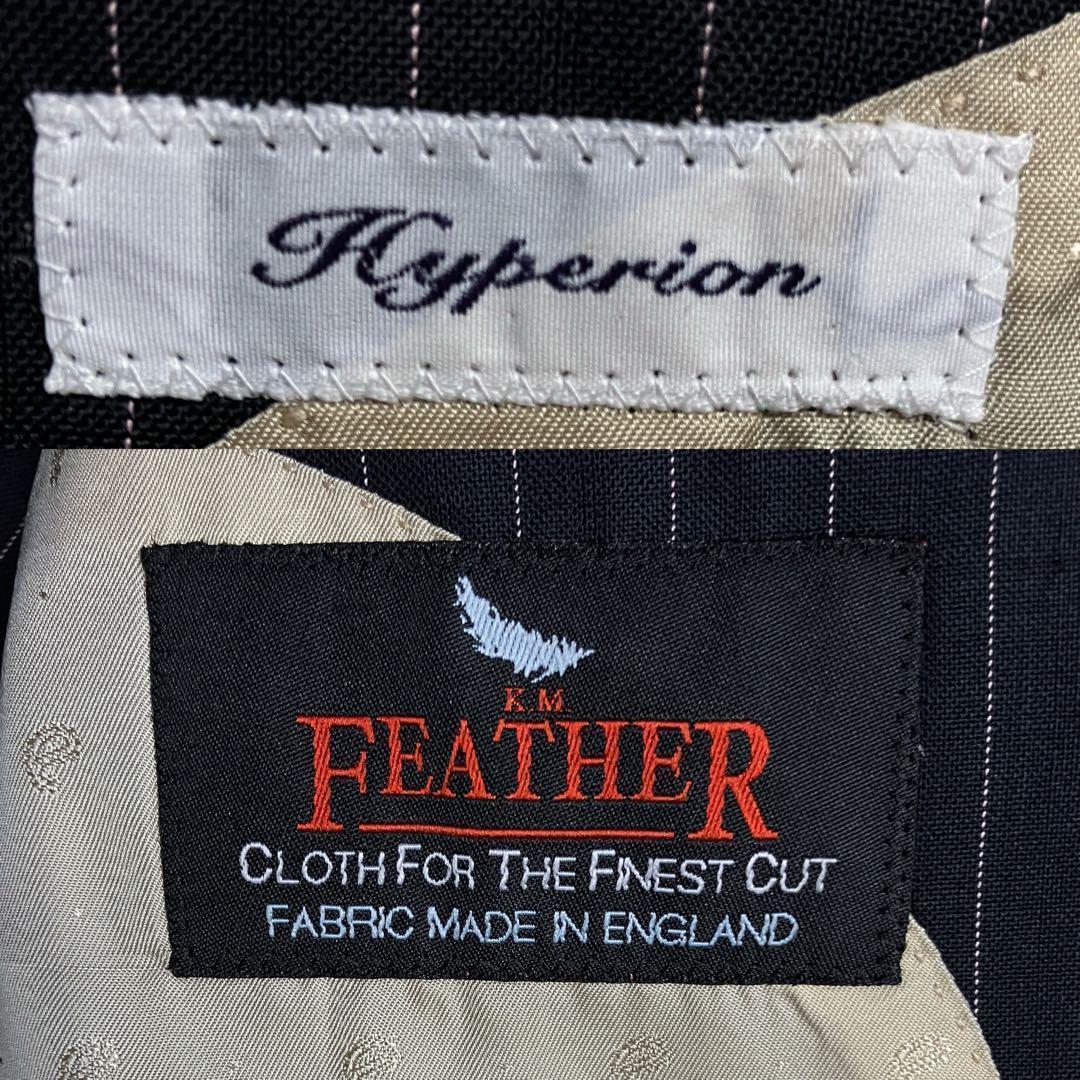 未使用級 英国生地 FEATHER ウール ペイズリー裏地 セットアップ XL黒