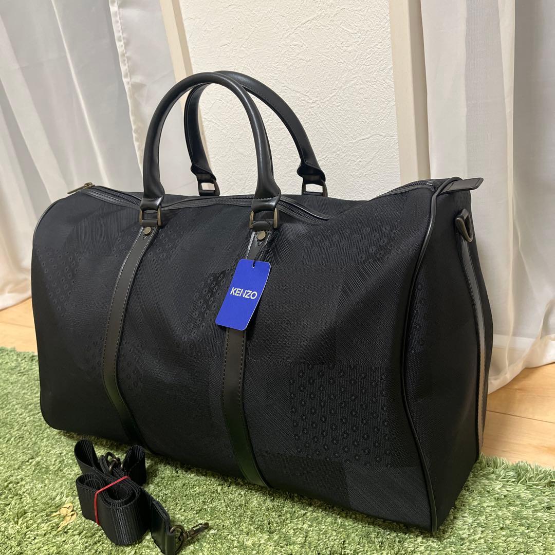 未使用品KENZO ボストンバッグ 2way ナイロン レザー ブラック