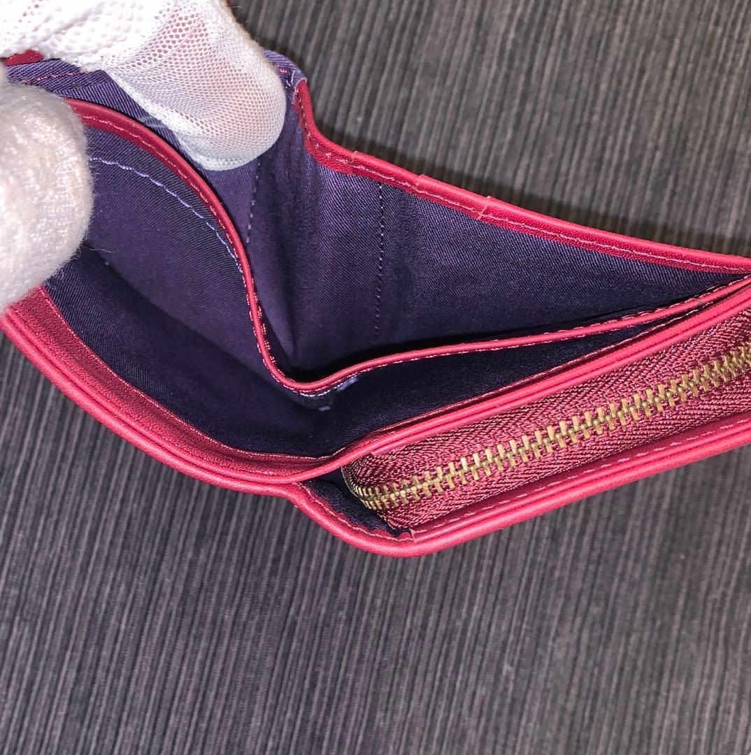 新品タグ付　シビラ　エンジ柄　牛革折財布