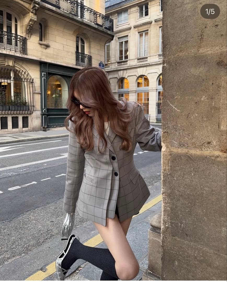 THE TOE Lyucus Jacket - check ベージュ　M