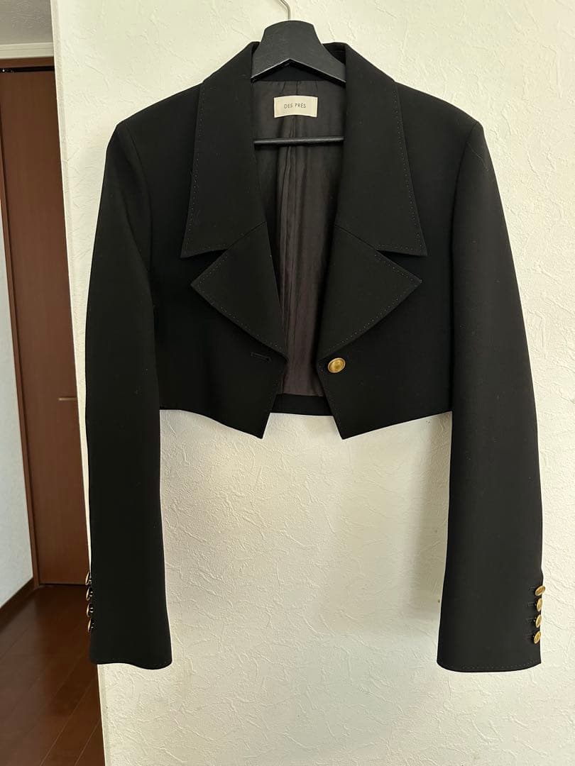 トゥモローランドdespresデプレソフトウールオックス クロップドジャケット黒