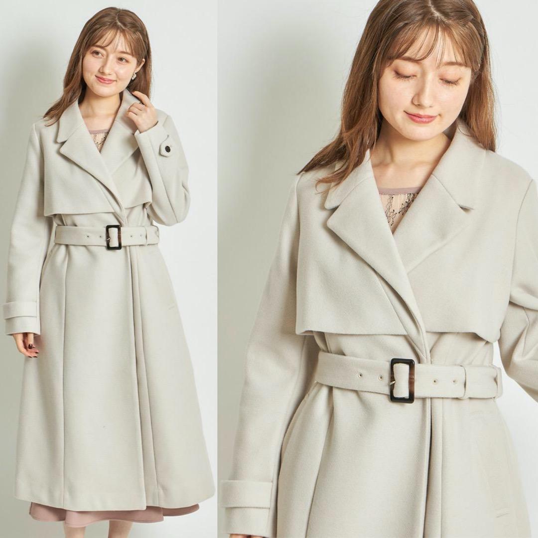 フォロー割引中　アイボリー　tocco closet　ヨークデザインロングコート