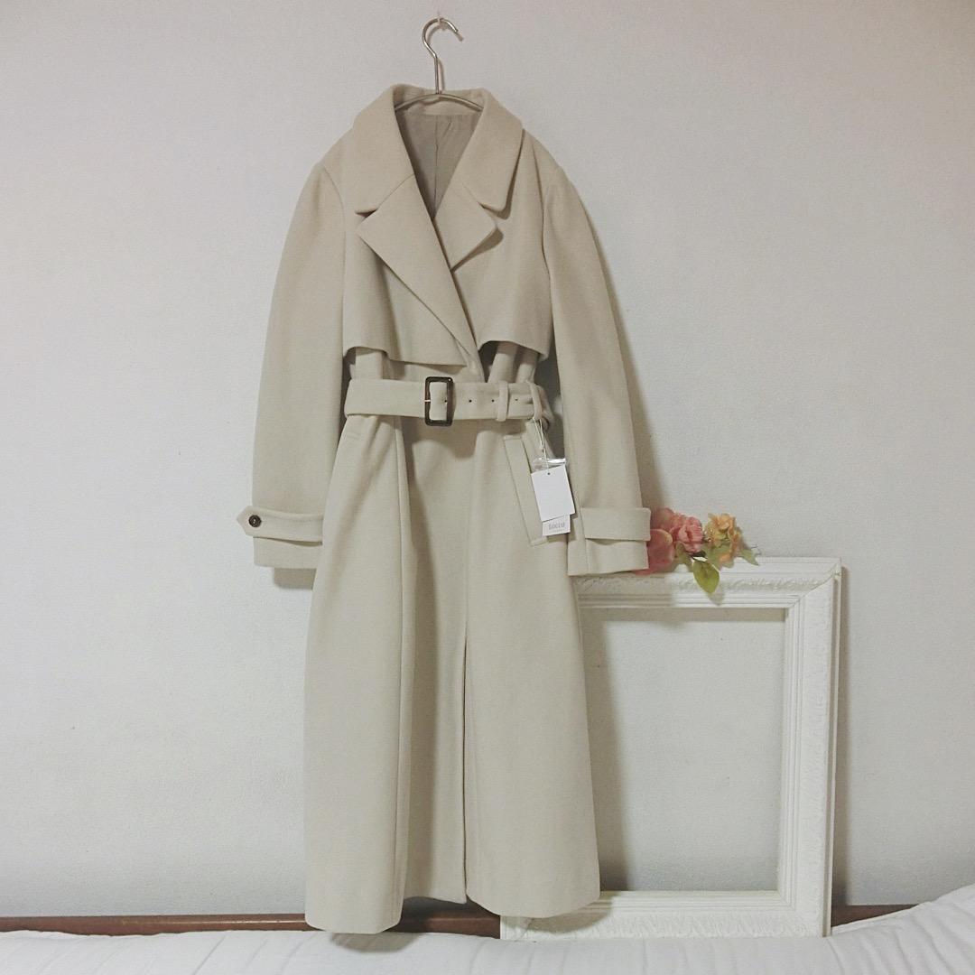 フォロー割引中　アイボリー　tocco closet　ヨークデザインロングコート
