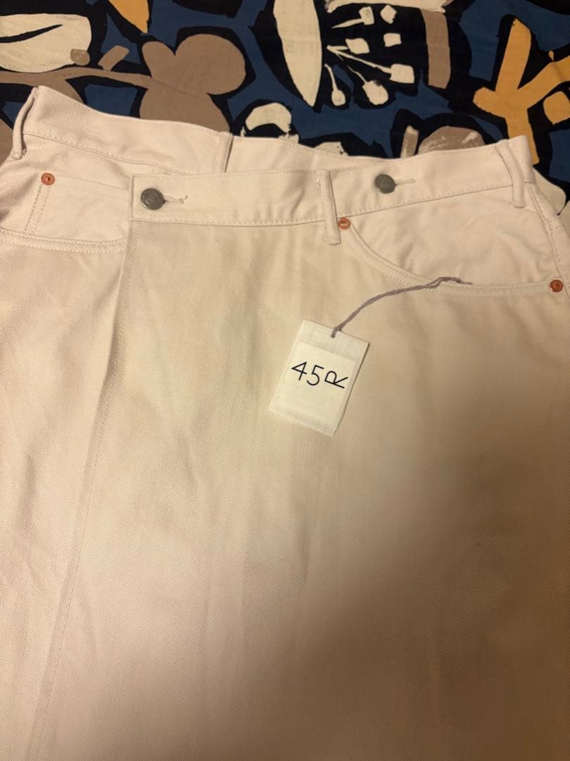 ライ麦デニムのクロスオーバースカート（ホワイト・一張羅）　size 4(XL)