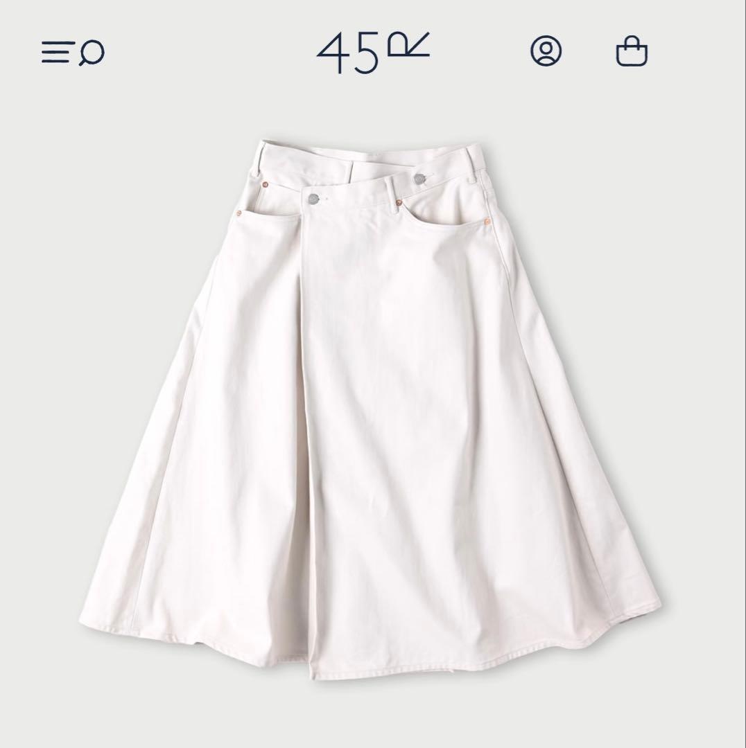 ライ麦デニムのクロスオーバースカート（ホワイト・一張羅）　size 4(XL)