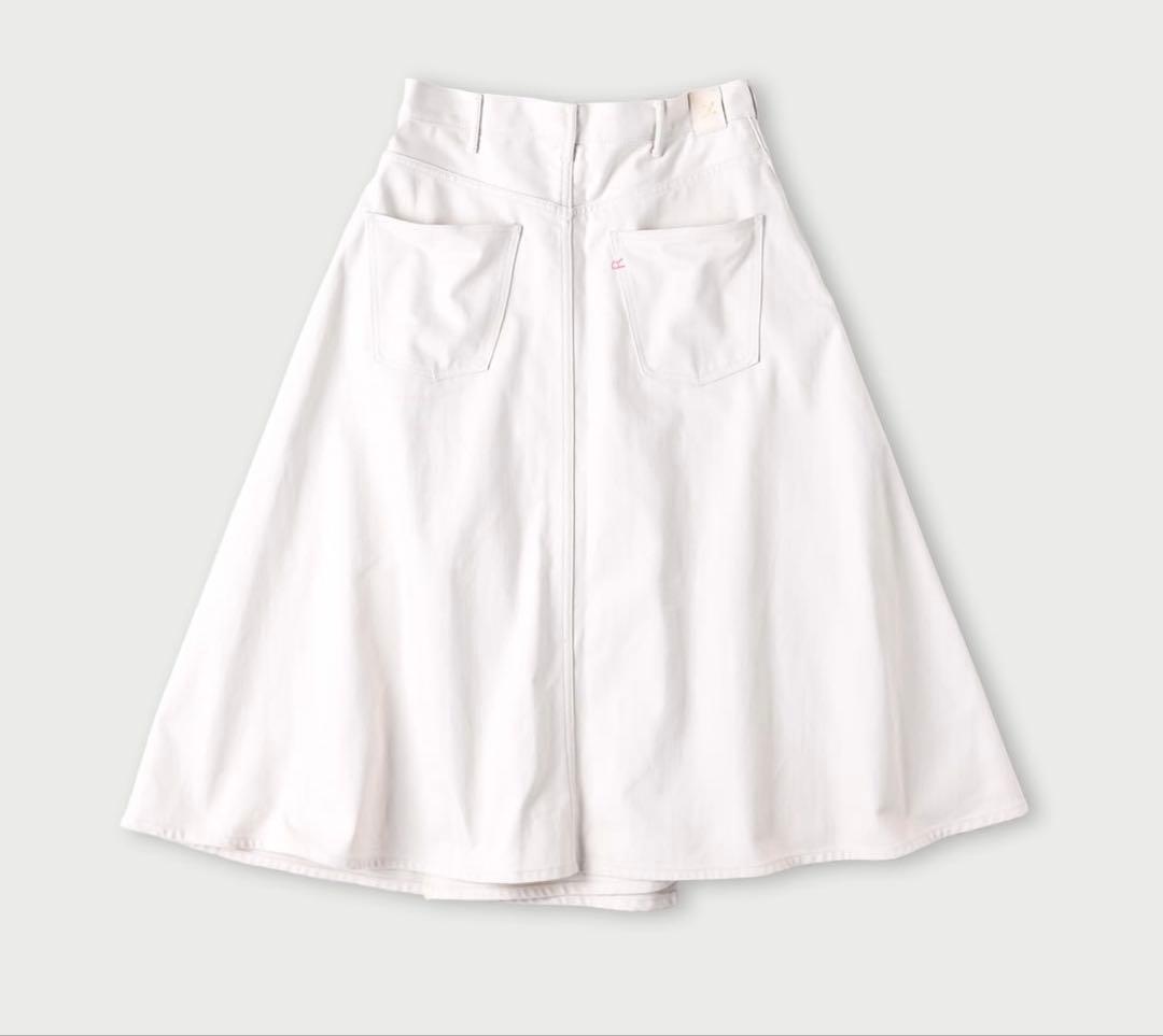 ライ麦デニムのクロスオーバースカート（ホワイト・一張羅）　size 4(XL)