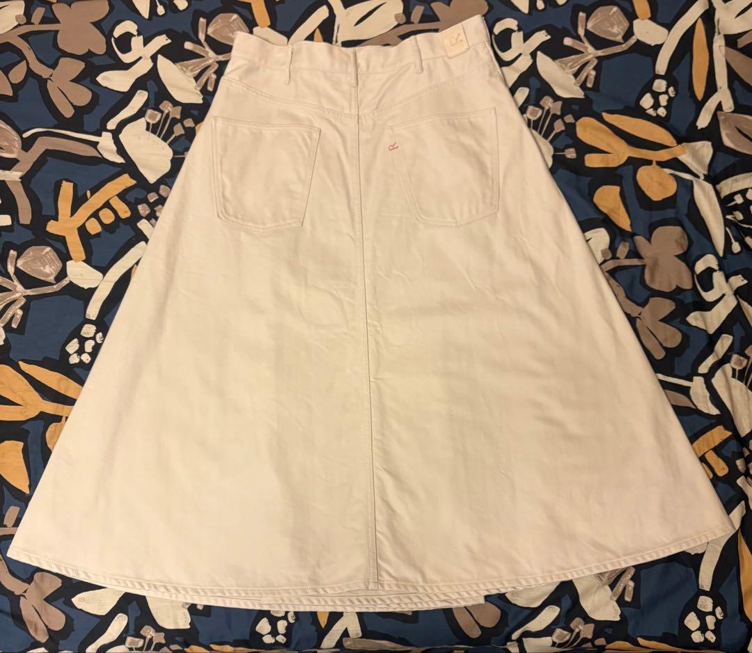 ライ麦デニムのクロスオーバースカート（ホワイト・一張羅）　size 4(XL)