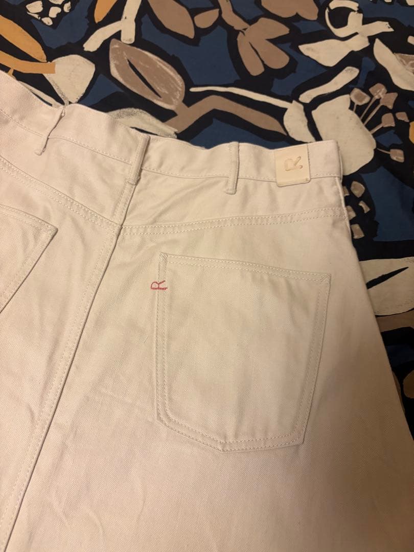 ライ麦デニムのクロスオーバースカート（ホワイト・一張羅）　size 4(XL)