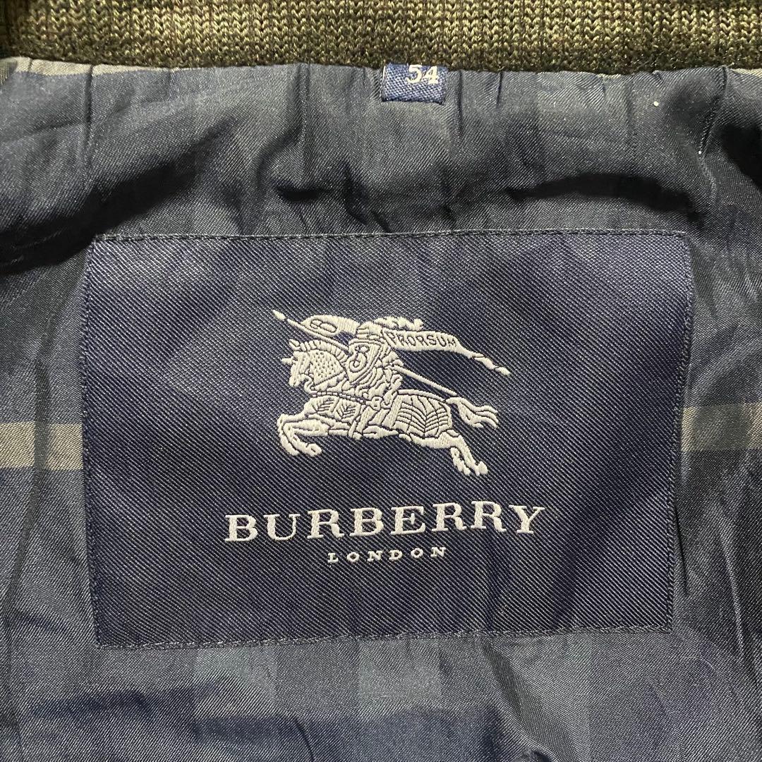 90s BURBERRY ウール モッズコート 刺繍ロゴXL（56）光沢オリーブ