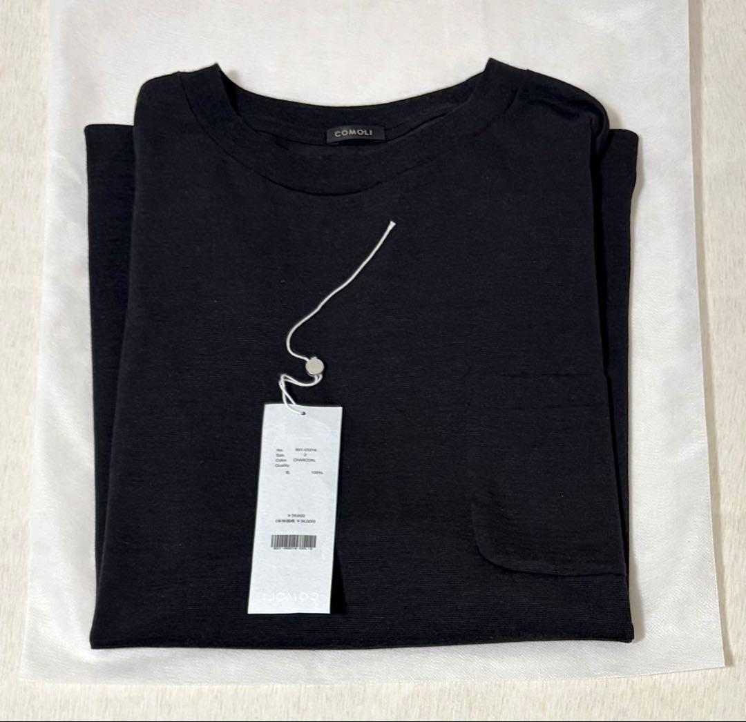 25SS COMOLI（コモリ）サマーウール 半袖Tシャツ サイズ2 チャコール