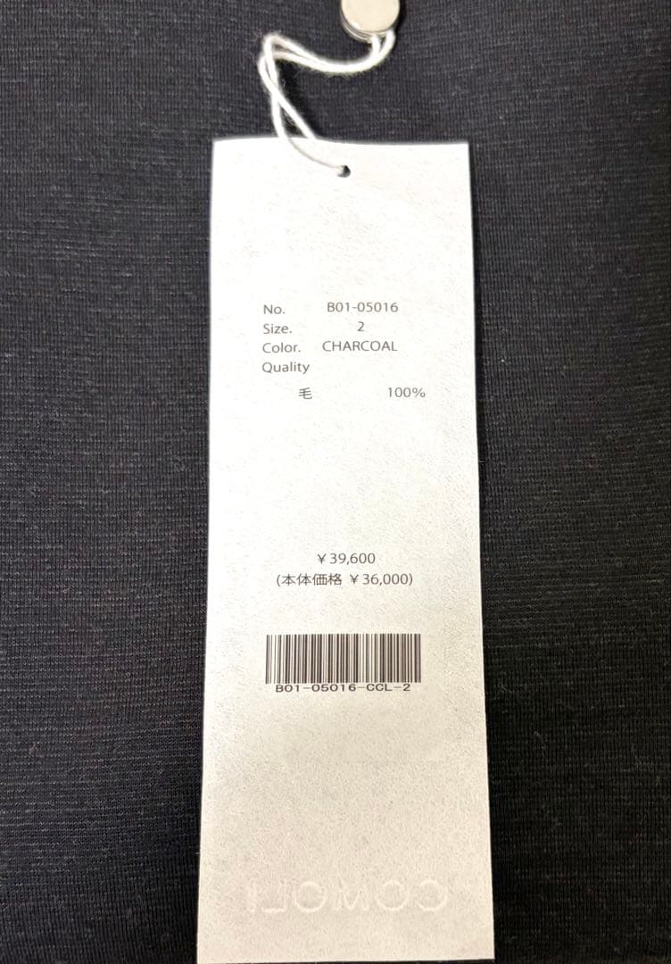 25SS COMOLI（コモリ）サマーウール 半袖Tシャツ サイズ2 チャコール