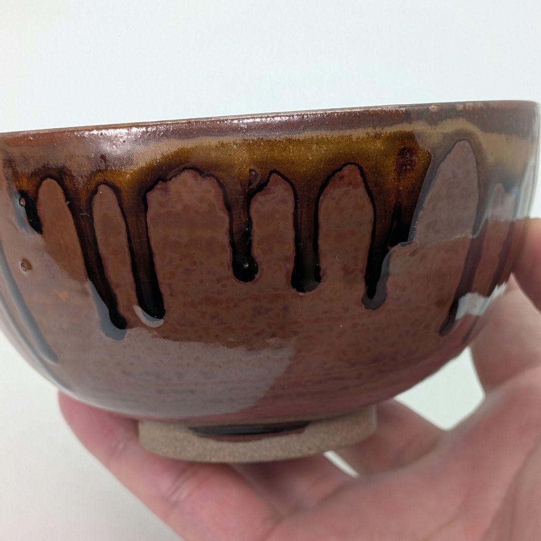 鬼丸碧山 高取焼 掛け分け釉茶盌 用心箱合布 抹茶碗 抹茶茶碗 茶道具 茶器