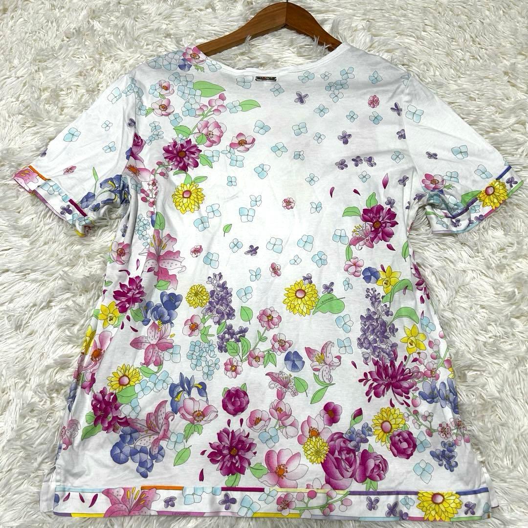 【極美品】レオナール スポーツ　花柄 カットソー　42 XL 大きいサイズ