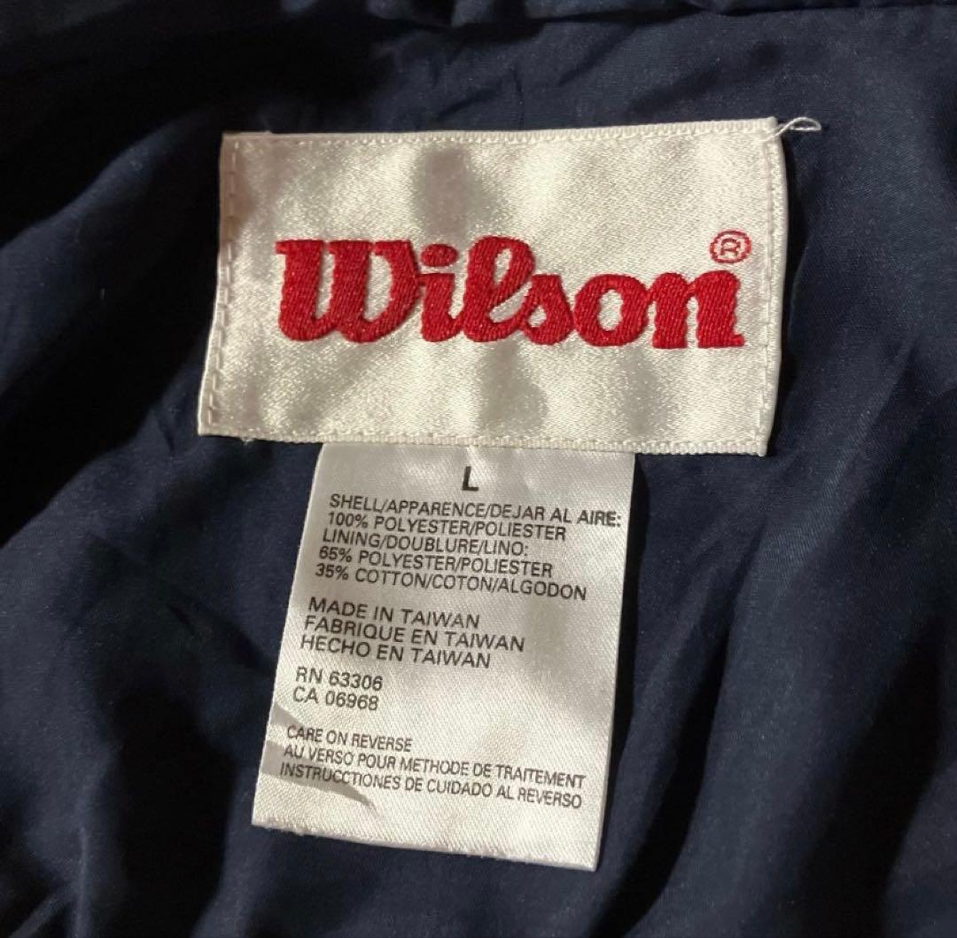 90sウィルソンWilsonナイロンジャケット刺繍ロゴ短丈ノームコア紺