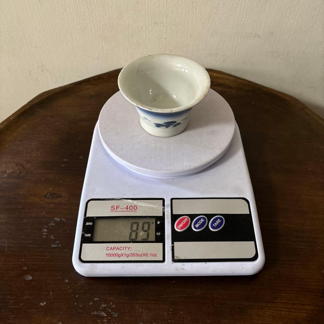 古伊万里　広東形　雁松文　染付　蕎麦猪口　江戸時代　骨董　アンティーク　検:李朝
