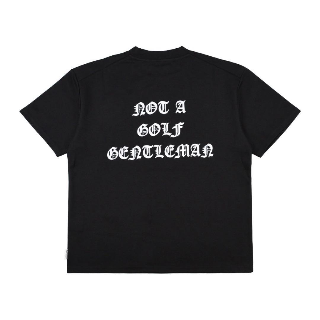 オールドイングリッシュロゴモックネックシャツ　クロ　XL