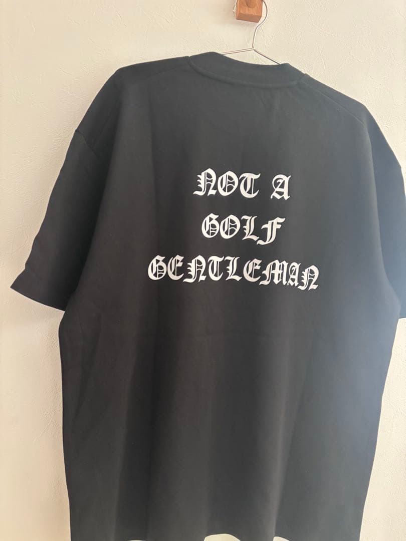 オールドイングリッシュロゴモックネックシャツ　クロ　XL