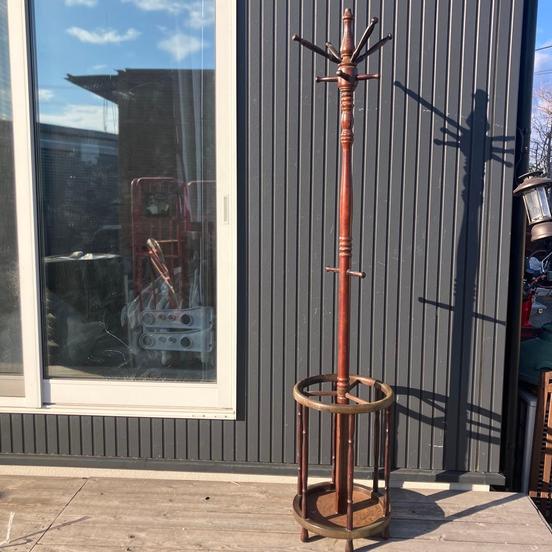 北欧レトロ 木製 ポールハンガー ハンガーラック 傘立て ビンテージ 古家具