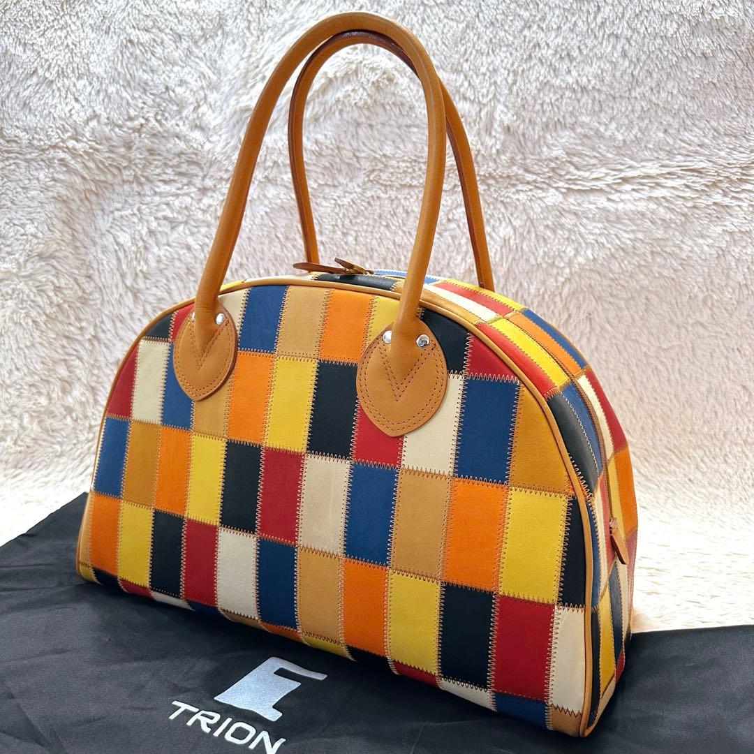 【極美品】TRION トライオン グローブレザー ボストンバッグ パッチワーク