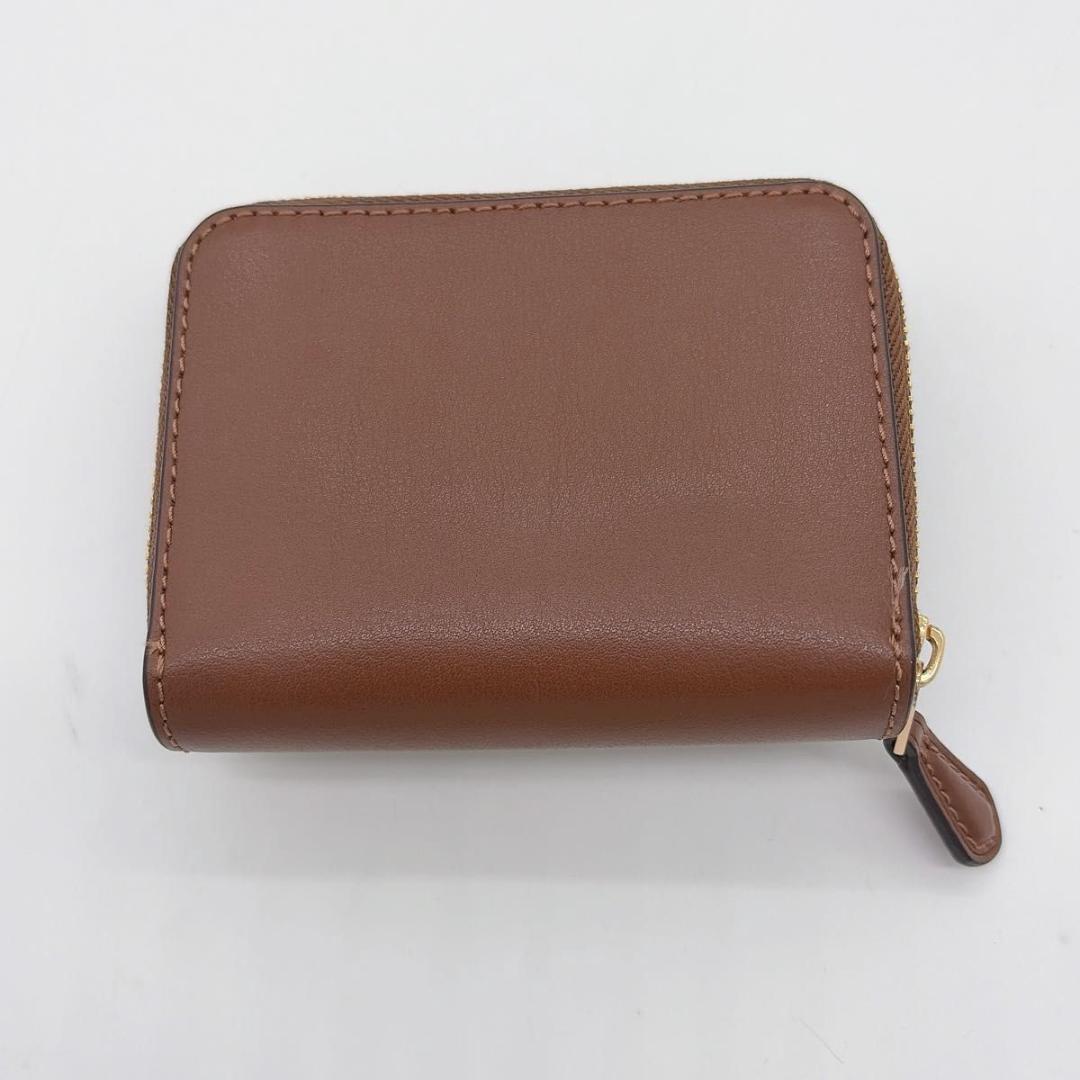 未使用級 COACH 三つ折り財布 シグネチャー コンパクトウォレット ブラウン
