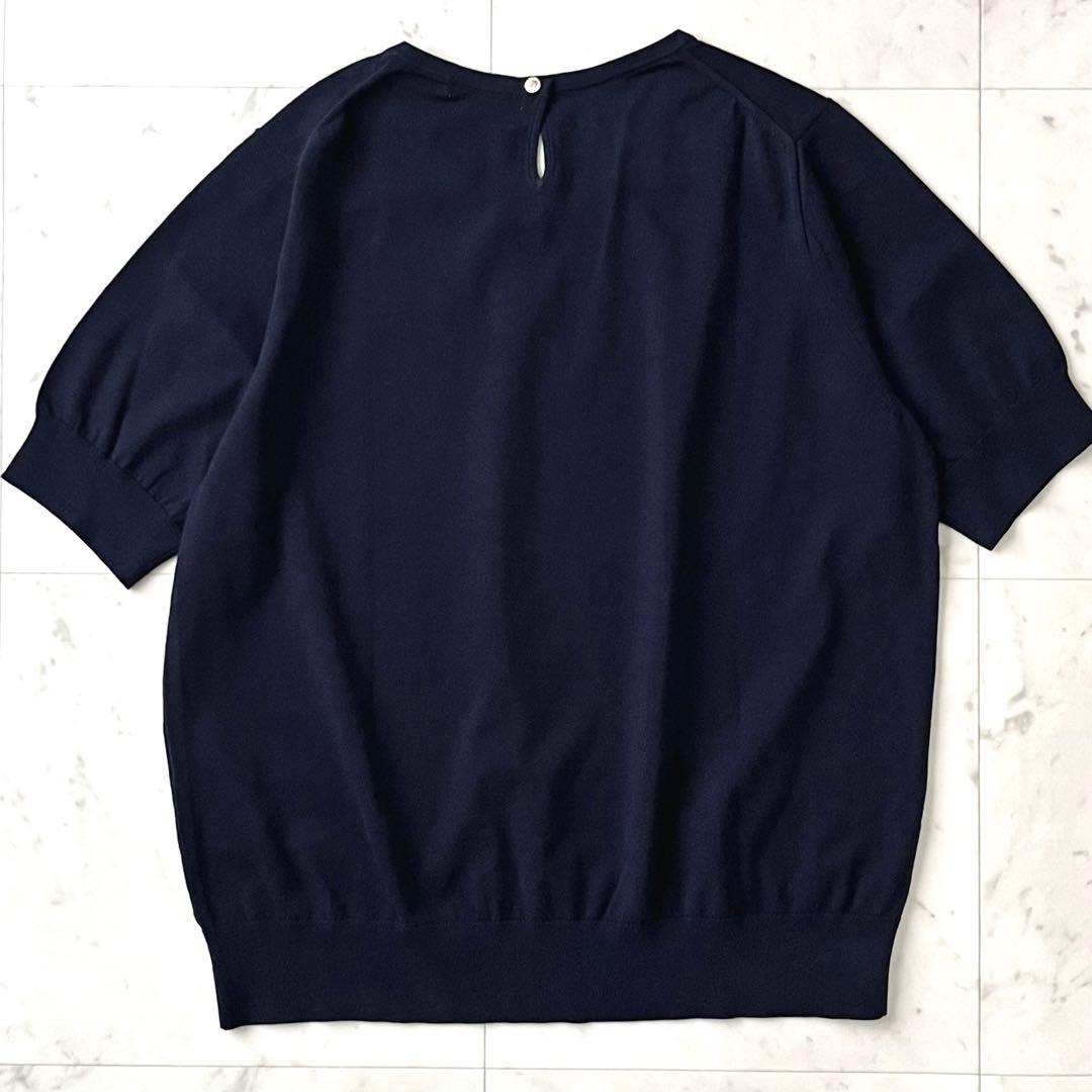 美品♪23区 コットンニットアンサンブル 46 大きいサイズ 3L相当 金ボタン