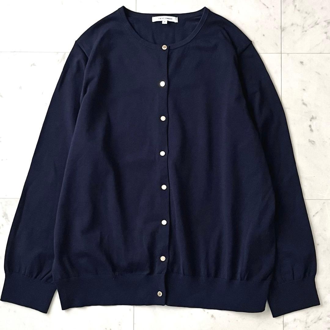 美品♪23区 コットンニットアンサンブル 46 大きいサイズ 3L相当 金ボタン