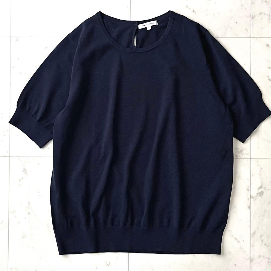 美品♪23区 コットンニットアンサンブル 46 大きいサイズ 3L相当 金ボタン