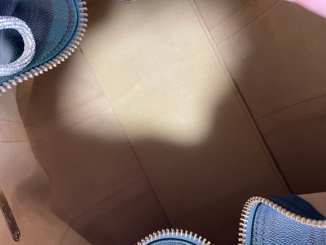 ダークグリーンチェック ボストンバッグ