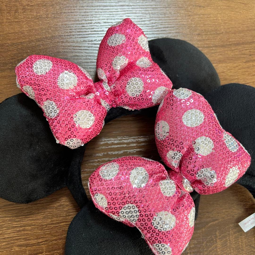 ♡ ディズニー ミニー カチューシャ ピンク 2個セット 水玉 ドット
