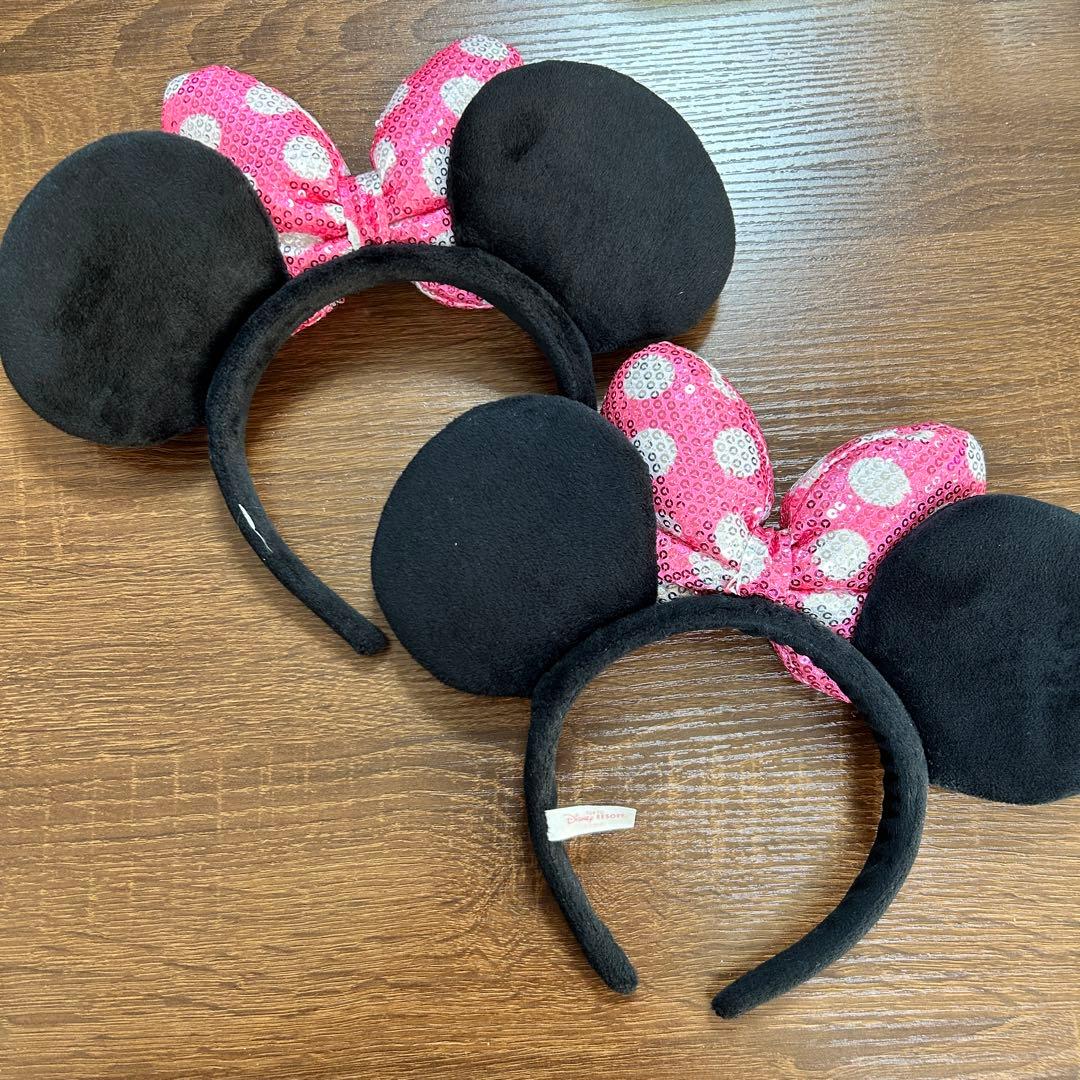 ♡ ディズニー ミニー カチューシャ ピンク 2個セット 水玉 ドット