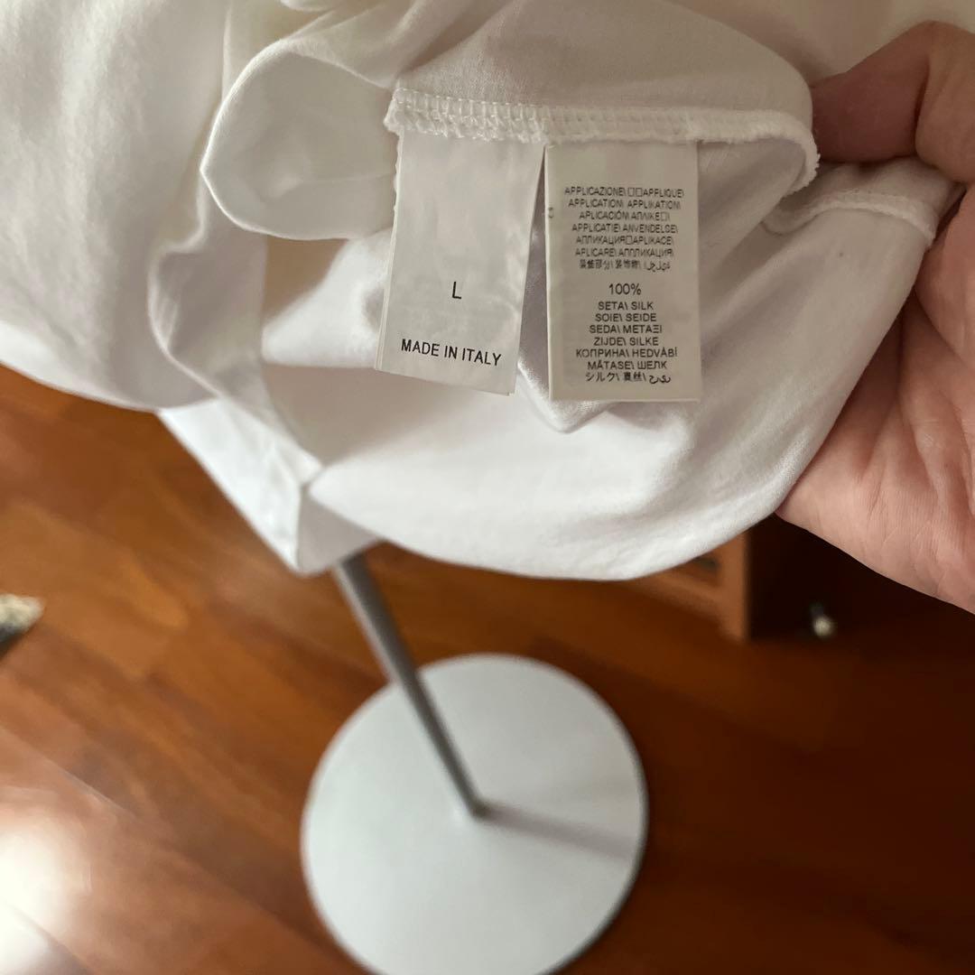 ブルネロクチネリリボン付きホワイト半袖Tシャツ