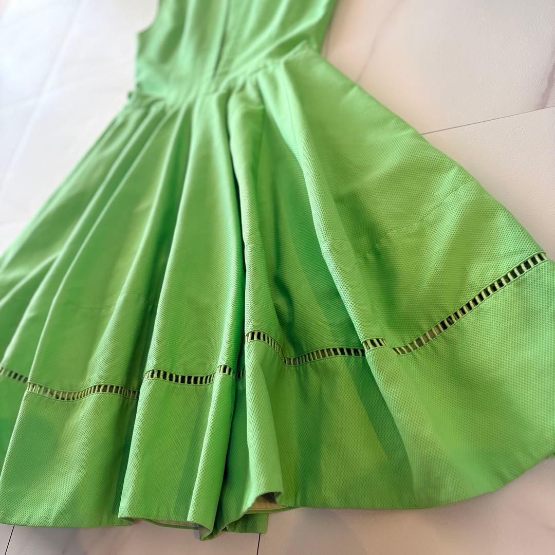 NO3-114FOXYコットンAライン美シルエットドレス38グリーン