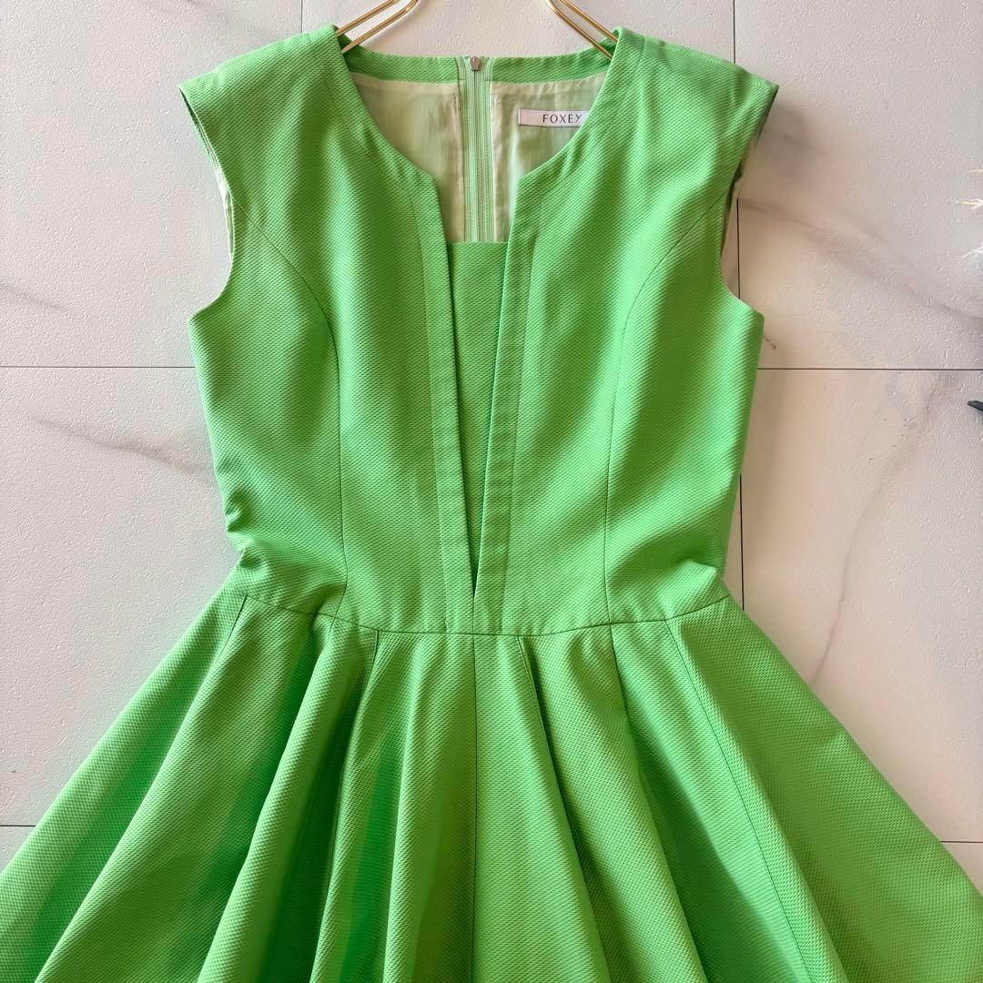 NO3-114FOXYコットンAライン美シルエットドレス38グリーン