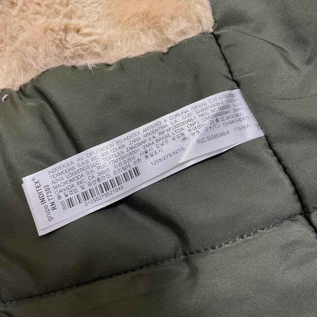 【美品】ZARA ファー付きモッズコート カーキ Lサイズ