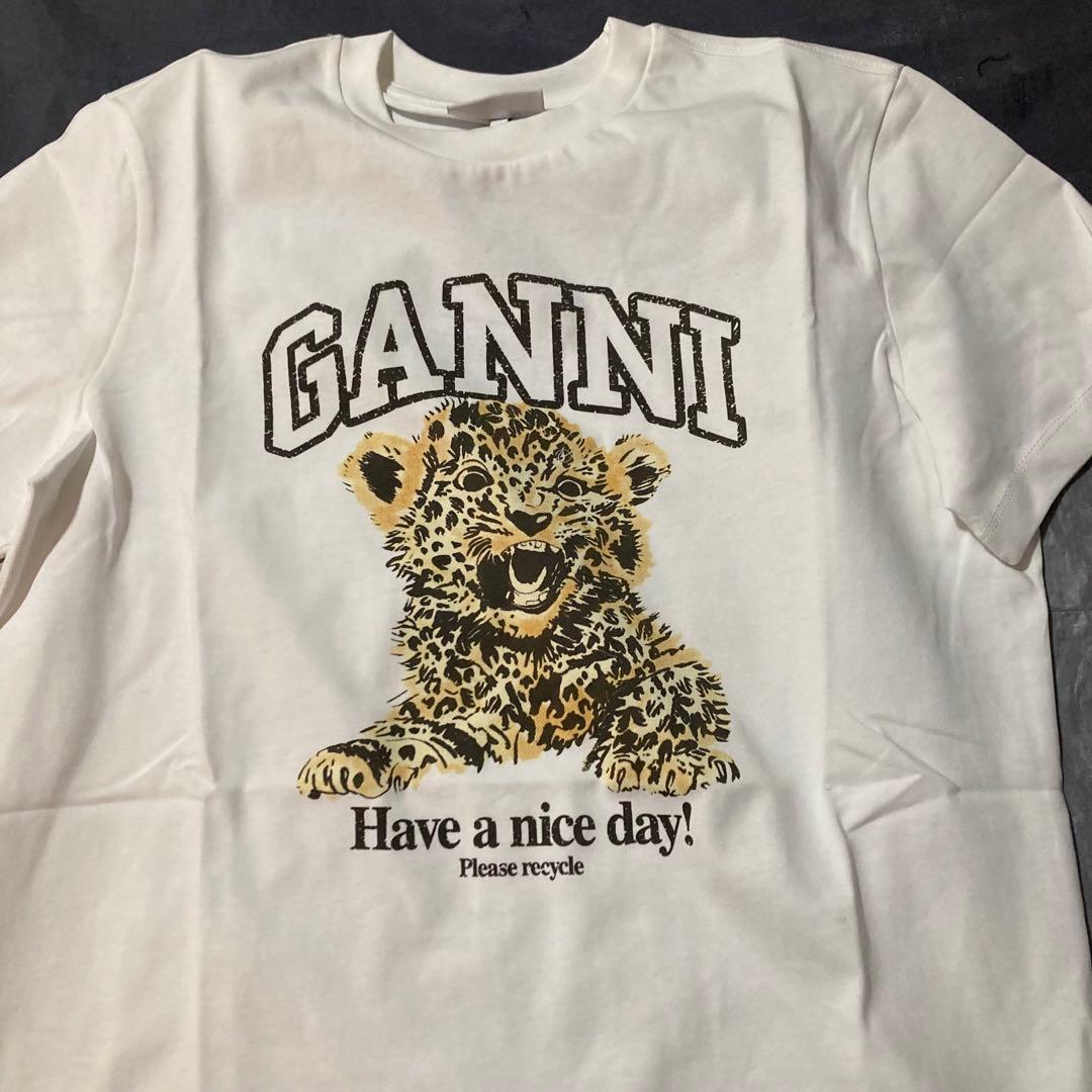 GANNI ホワイト Tシャツ ライオン