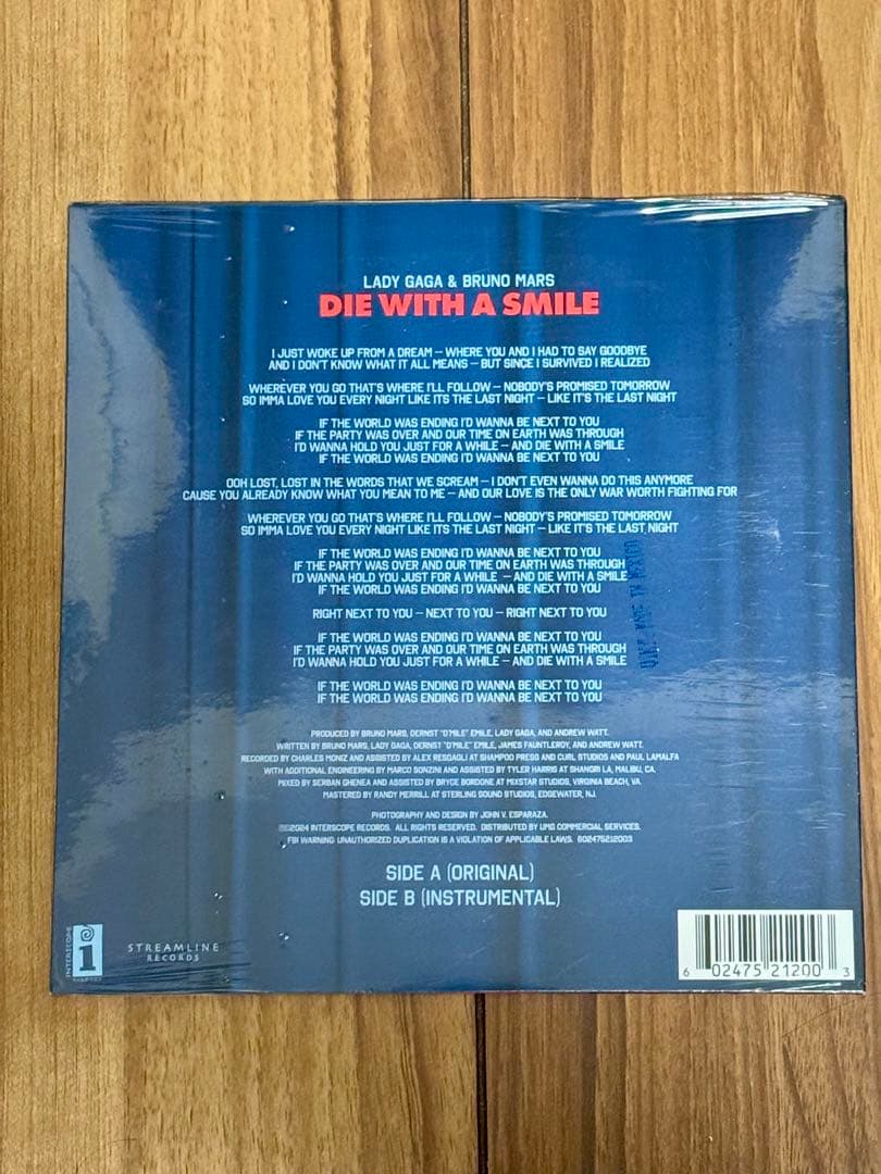 新品 Lady Gaga Bruno Mars Die With A Smile