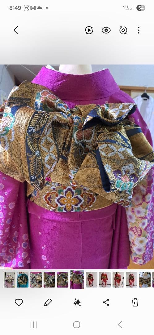 綺麗な状態のピンク 花柄 振袖 シルク 帯、長襦袢、帯揚げなど小物セット