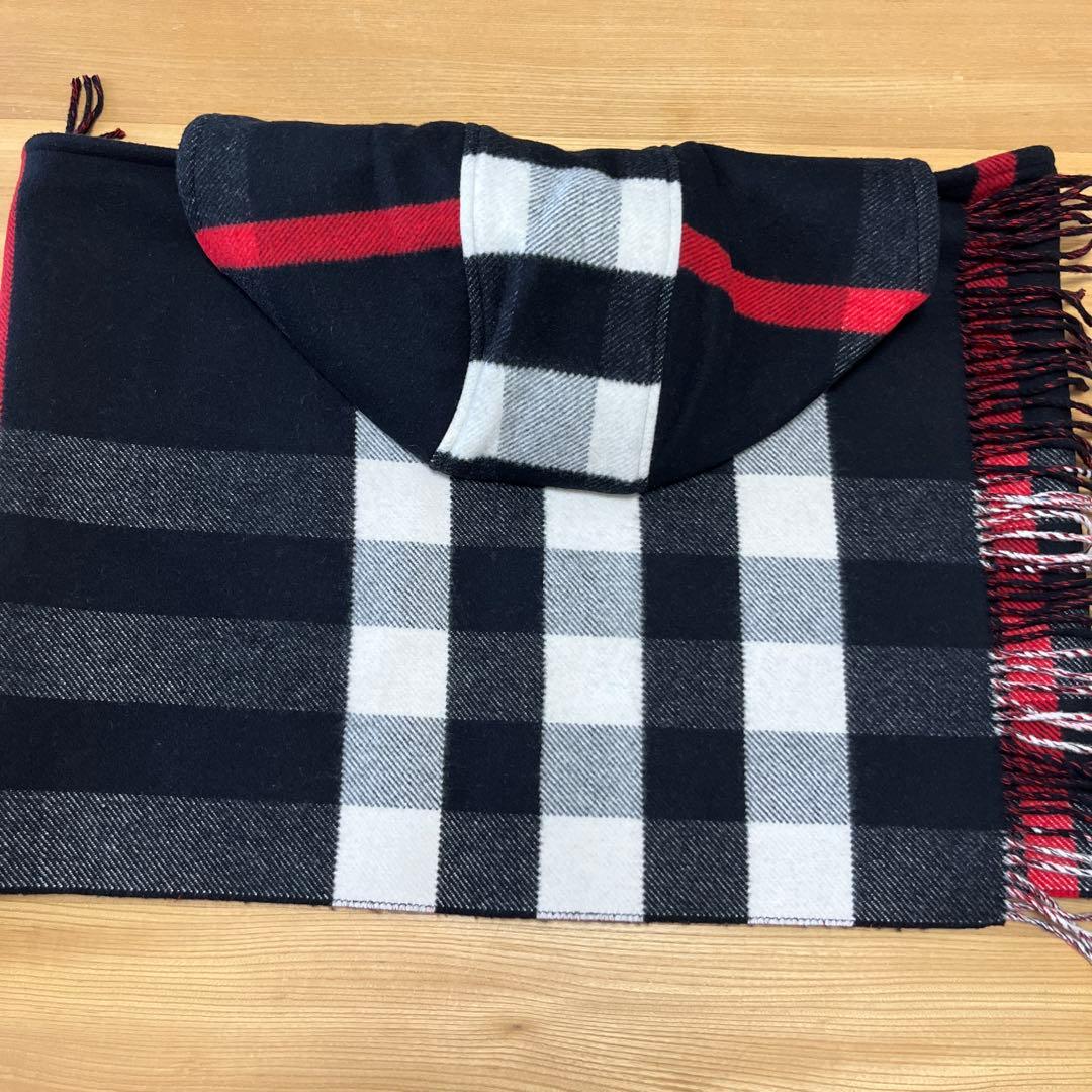 値下げ！超美品Burberry 厚手大判ストール フード付 バーバリー