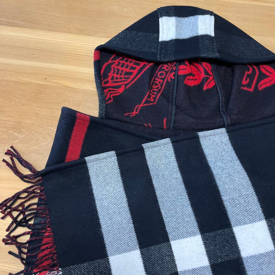 値下げ！超美品Burberry 厚手大判ストール フード付 バーバリー