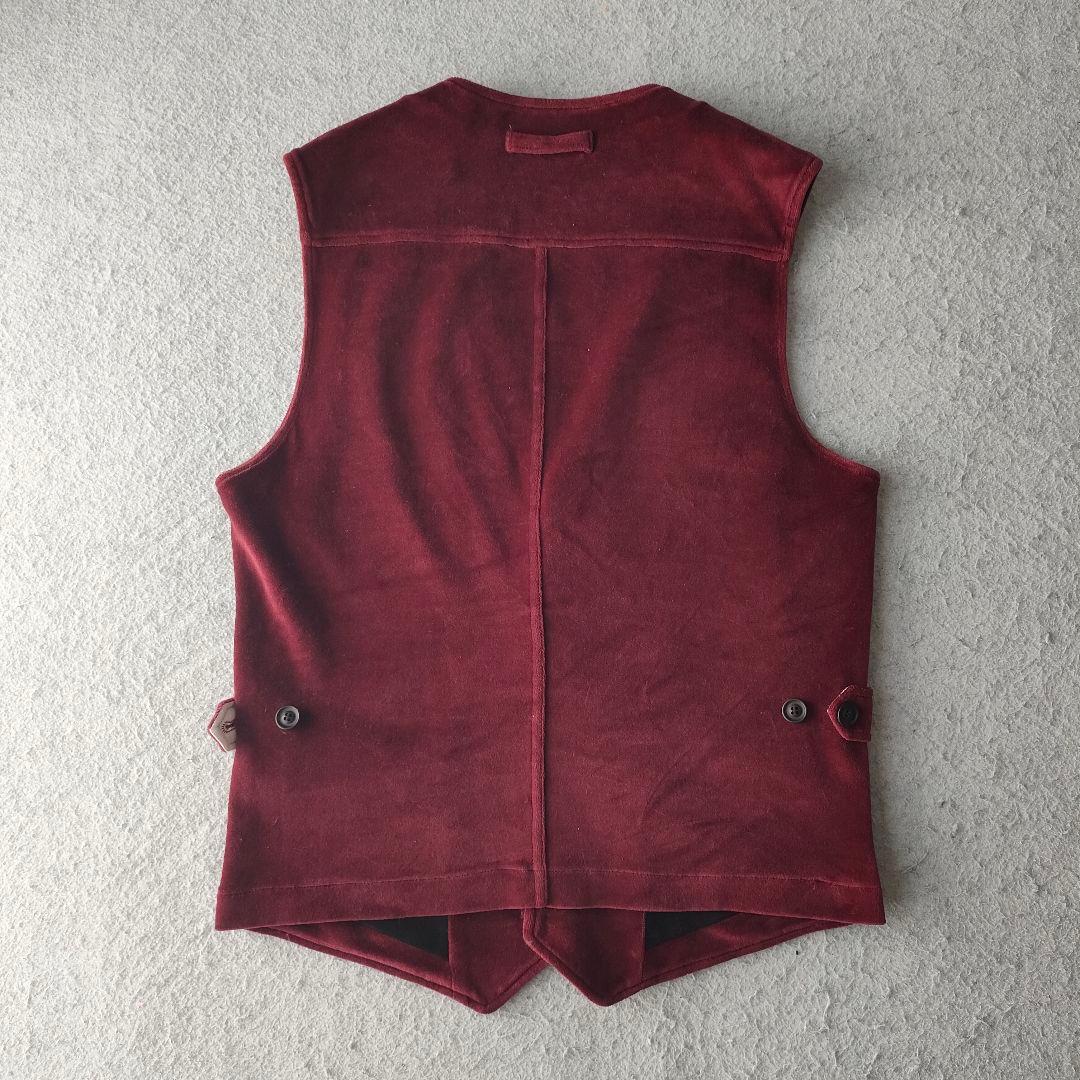 T-JACKET ベロア ベスト ジレ ボルドー Lサイズ イタリア製