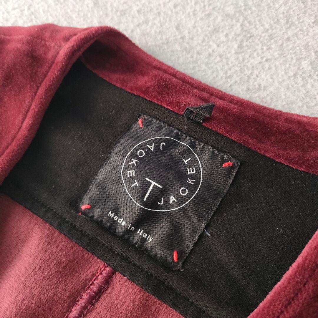 T-JACKET ベロア ベスト ジレ ボルドー Lサイズ イタリア製