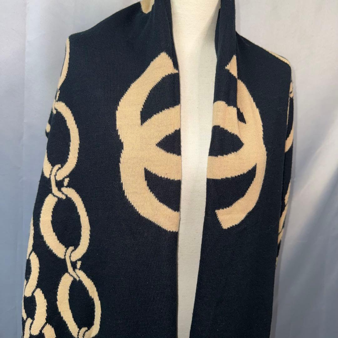 CHANEL シャネル　ニット　マフラー/ストール　ココマーク　黒　リバーシブル